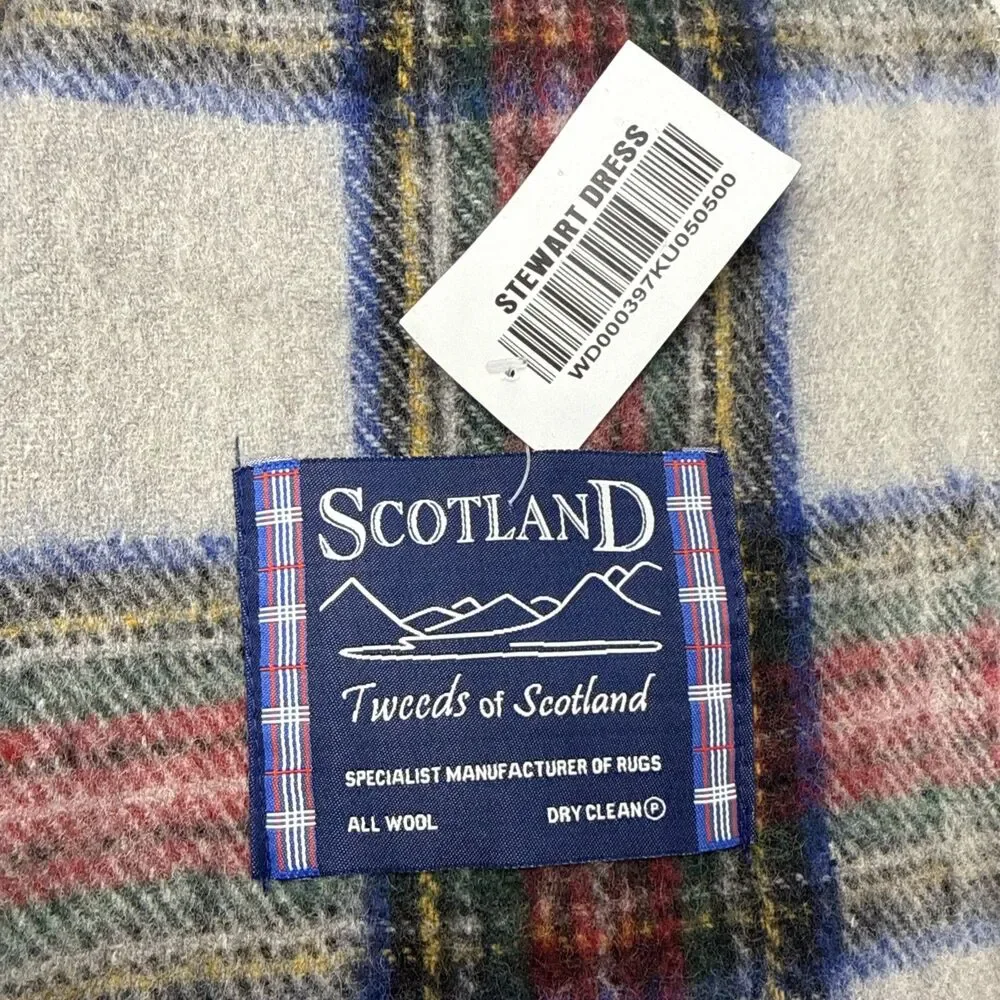 Tweeds of Scotland Wool Stewart Dress Tartan Throw Blanket Fringed 62x72 NEW